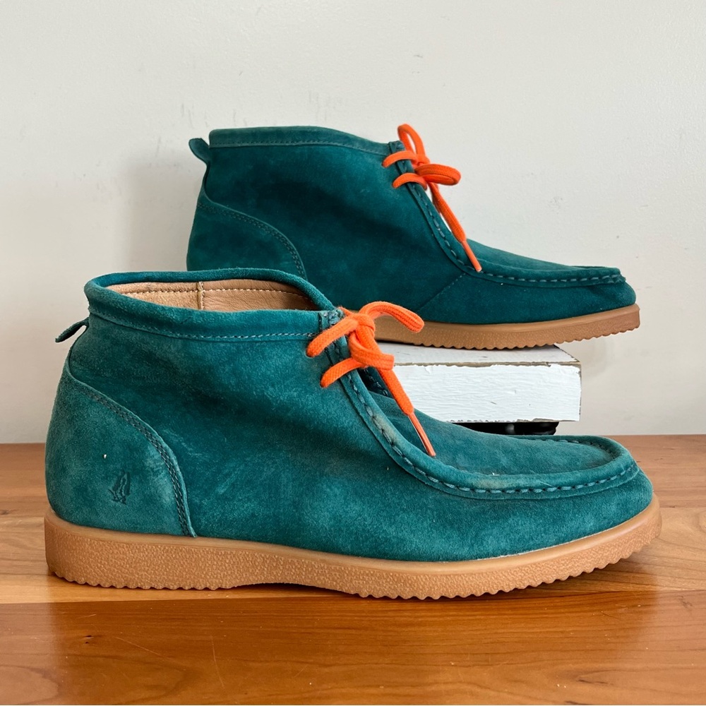 Men’s Hush Puppies Bridgeport 2 Chukka Boots In Teal Suede Orange Laces Size 9 - Picture 2 of 7